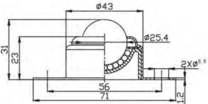 CY-25A Flange Mount Ball Transfer Drawing