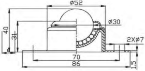CY-30A Flange Mount Ball Transfer Drawing