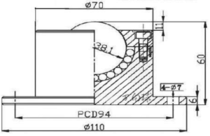 D-10H Flange Mounted Ball Transfer Units Drawing