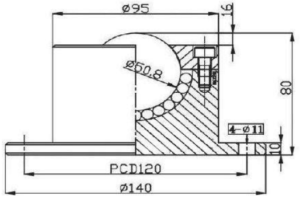 D-16H Flange Mounted Ball Transfer Units Drawing