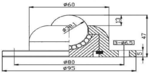 IA-38 Round Flange Mounted Ball Transfer Units Drawing