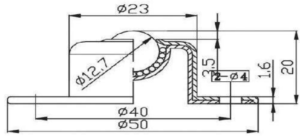 IS-13 Round Flange Mounted Ball Transfer Roller Drawing