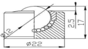 KSM-12 Plain Fitting Ball Transfer Roller Drawing