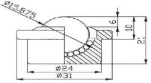 SP-15 Ball Transfer Bearing Casters Universal Base Conveyor Roller Ball Drawing
