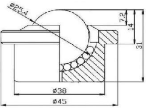 SP-25 Ball Transfer Bearing Casters Universal Base Conveyor Roller Ball Drawing