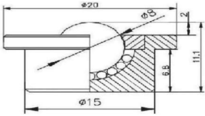 SP-8 Ball Transfer Bearing Casters Universal Base Conveyor Roller Ball Drawing