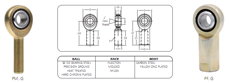 pm pf rod end drawing